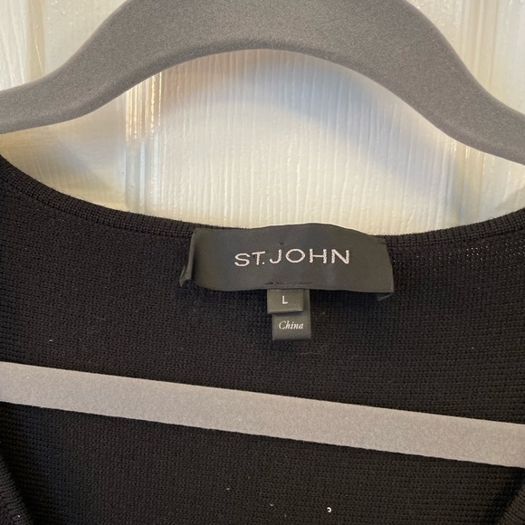 St John Black Sparkle Vneck Wool Sweater NEW WITHOUT TAGS. size L - Picture 3 of 12